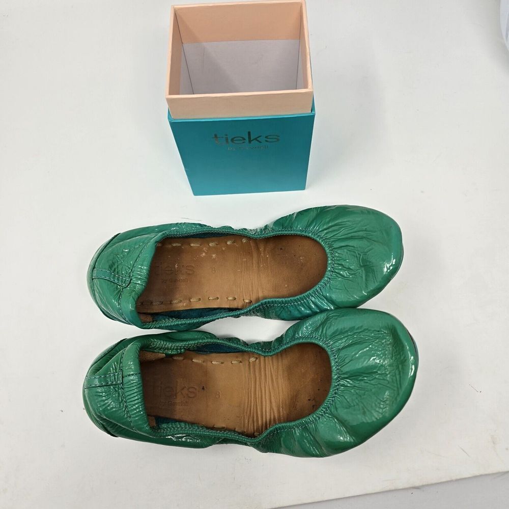 Tieks Women's 8 Blue Patent Leather Ballet Flats - Picture 2 of 4
